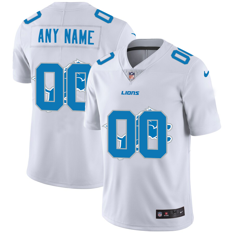 Wholesale Detroit Lions Custom White Men Nike Team Logo Dual Overlap Limited NFL Jersey->customized nfl jersey->Custom Jersey